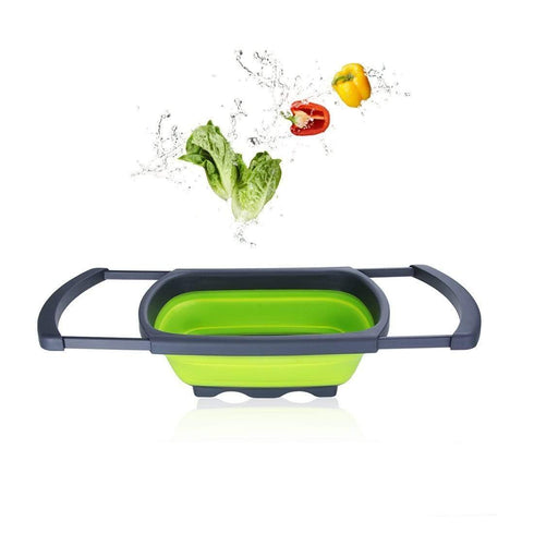 AussieSuperStore Homeware Supplies Collapsible Folding Silicone Kitchen Sink Space Saving Foldable Food Strainer Collapsible Silicone Kitchen Sink Space Saving Foldable Food Strainer CBSILSTRAINERGRN